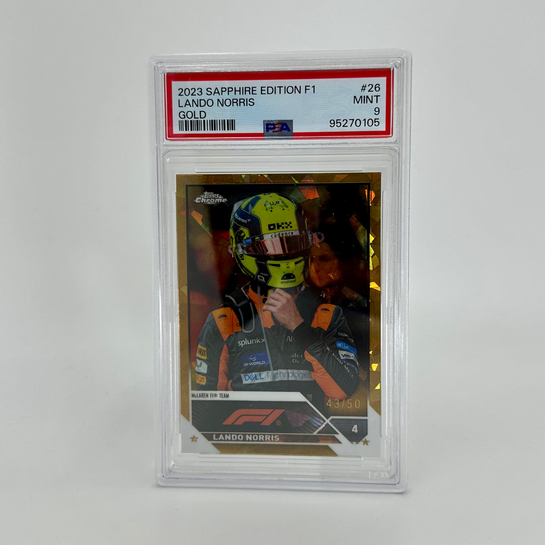PSA 9 - 43/50 Lando Norris #26 - Gold - 2023 Topps Chrome Sapphire