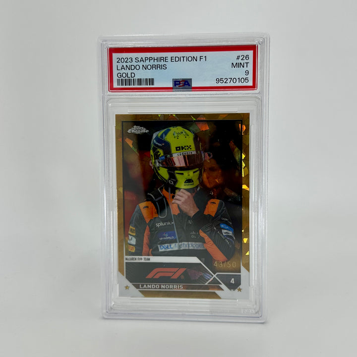 PSA 9 - 43/50 Lando Norris #26 - Gold - 2023 Topps Chrome Sapphire