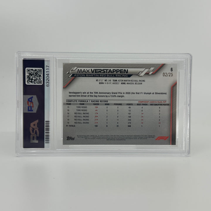 PSA 7 - 02/25 Max Verstappen #6 - Sapphire Edition SP Orange - 2020 Chrome F1