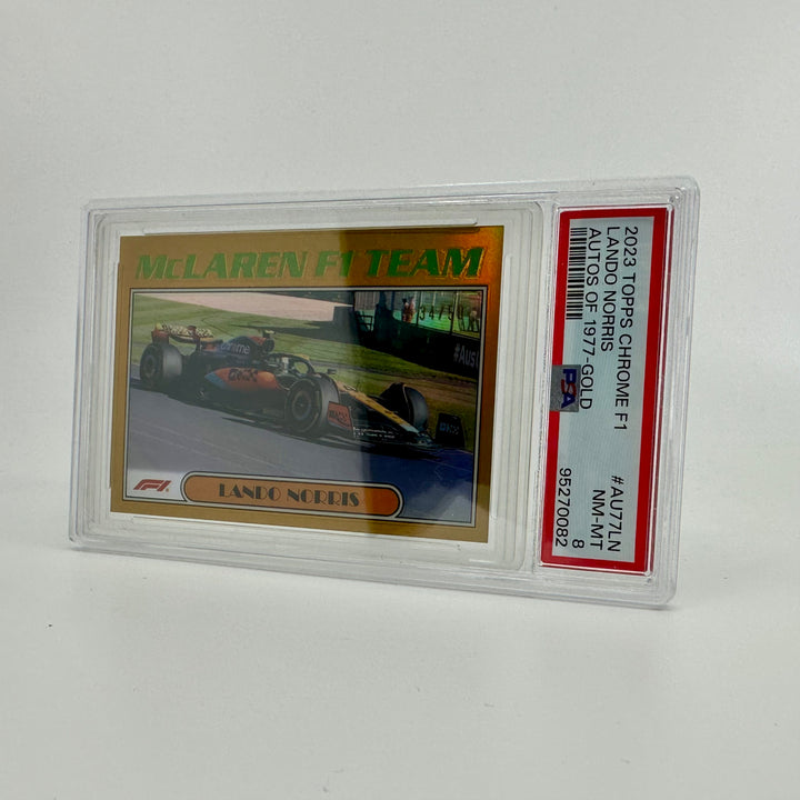 PSA 8 - 34/50 Gold - Lando Norris #AU77-LN - 2023 Topps Chrome