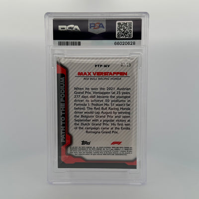 PSA 9 - 07/25 - MAX VERSTAPPEN #PTPMV - PATH TO THE PODIUM - ORANGE REFRACTOR