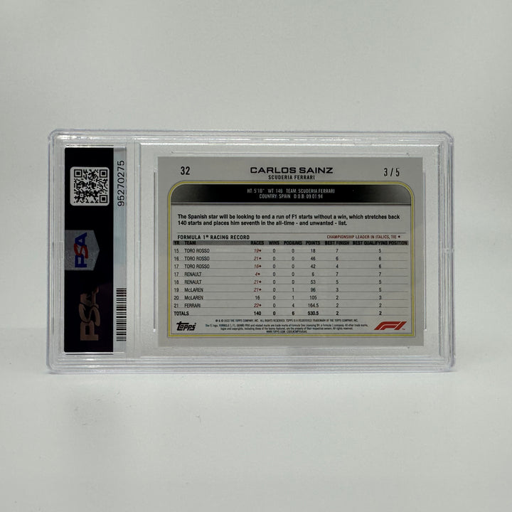 PSA 8 - 3/5 - Carlos Sainz #32 - Red - 2022 Topps Formula 1