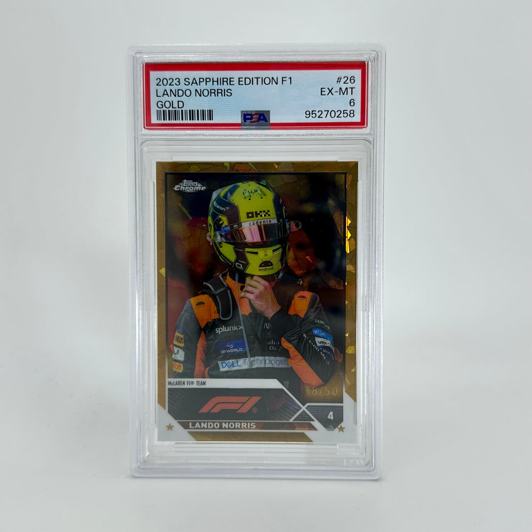 PSA 6 - 38/50 Lando Norris #26 - Gold - 2023 Topps Chrome Sapphire