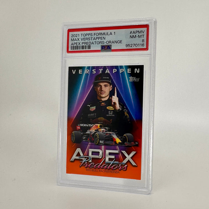 PSA 8 - 25/25 Orange - Max Verstappen #APMV - 2021 Formula 1 - Apex  Predators