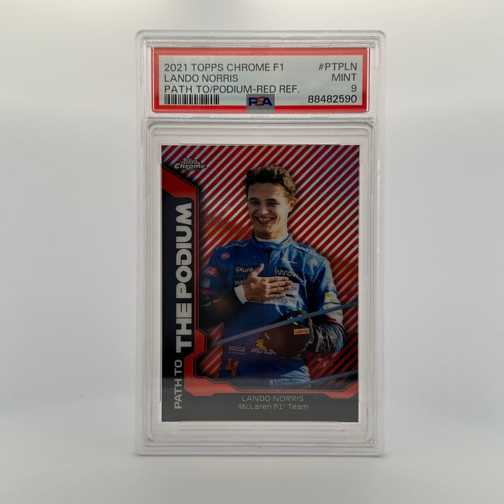 PSA 9 - 2/5 Lando Norris #PTPLN - Red Refractor - 2021 Topps Chrome