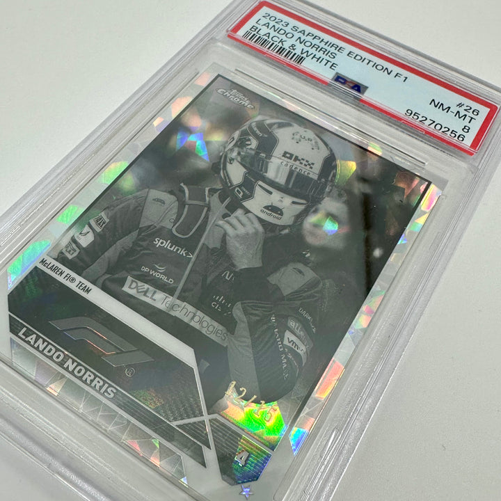 PSA 8 - 12/15 Lando Norris #26 - Black & White - 2023 Topps Chrome Sapphire