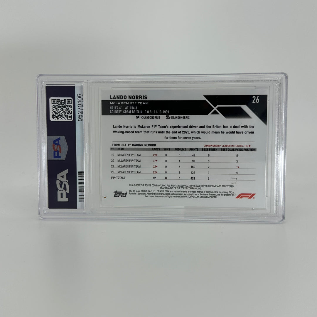 PSA 9 - 43/50 Lando Norris #26 - Gold - 2023 Topps Chrome Sapphire