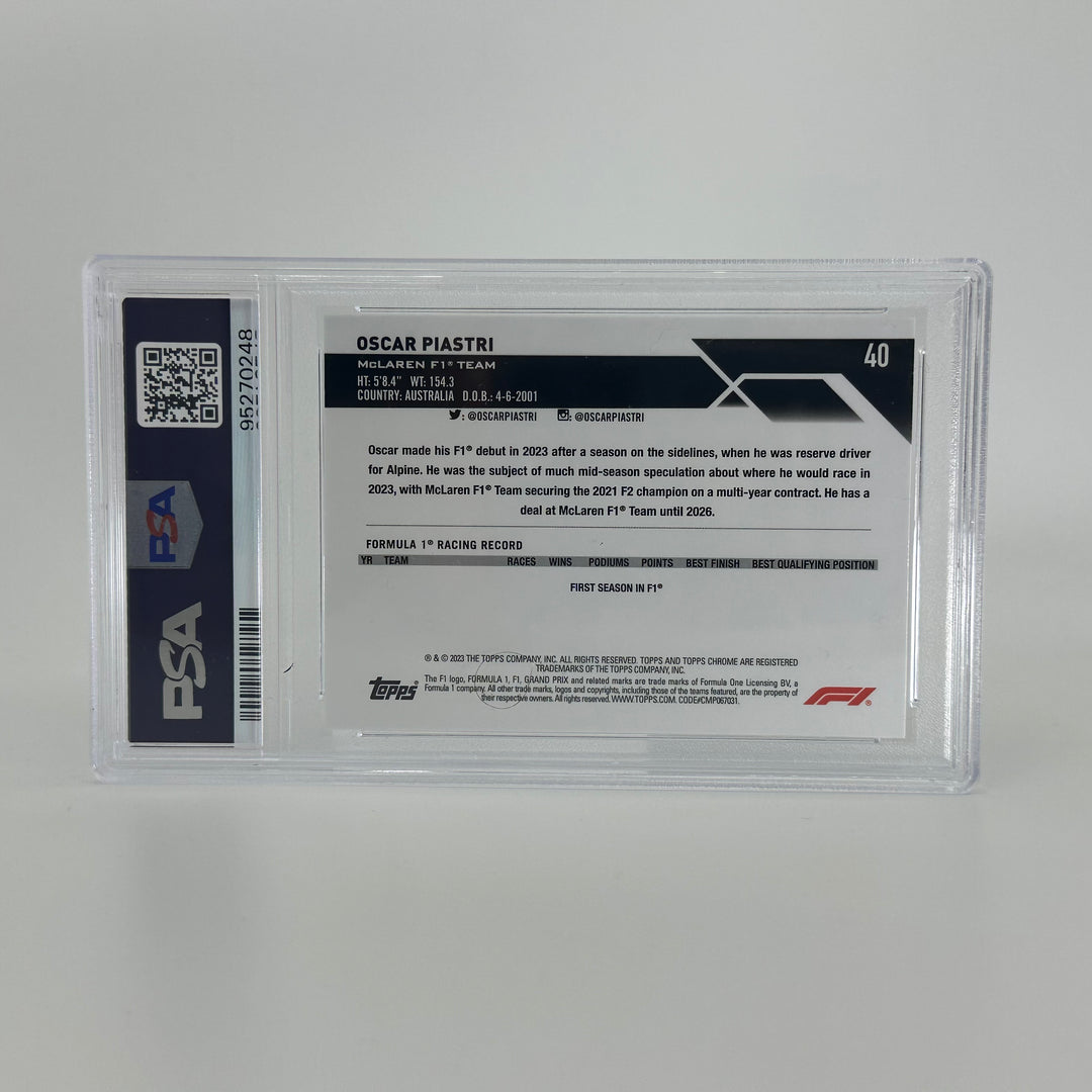 PSA 8 - Oscar Piastri #40 - Sapphire - 2023 Topps Chrome F1  - Rookie Card