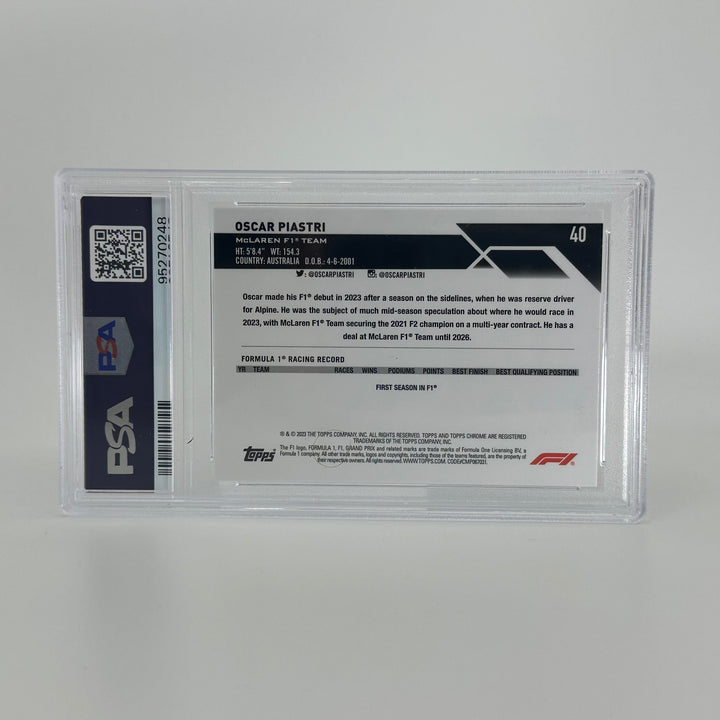 PSA 8 - Oscar Piastri #40 - Sapphire - 2023 Topps Chrome F1  - Rookie Card