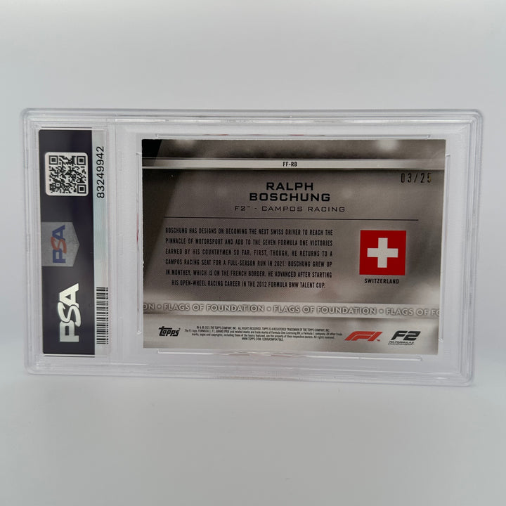 PSA 8 - 03/25 Ralph Boschung #FF-RB - Flags Of Foundation - Orange