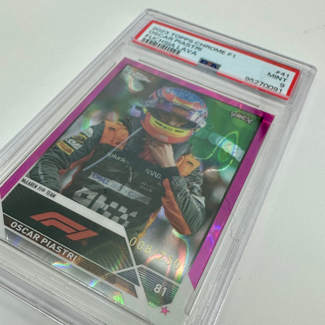 PSA 9 - 008/250 Oscar Piastri #41 - Fuchsia Lava - 2023 Topps Chrome F1 - Rookie Card