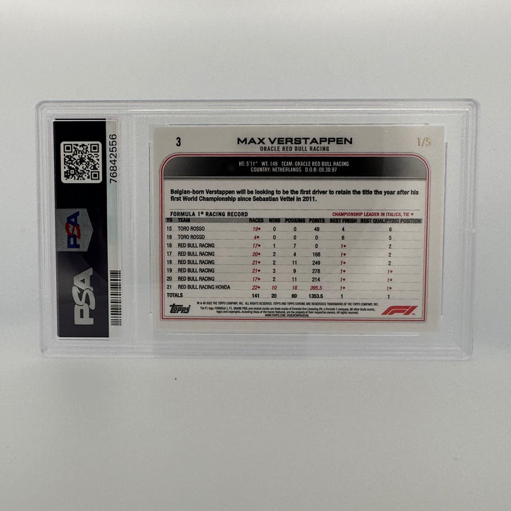 PSA 10 - 1/5 - MAX VERSTAPPEN #3 - RED CHECKER FLAG REFRACTOR