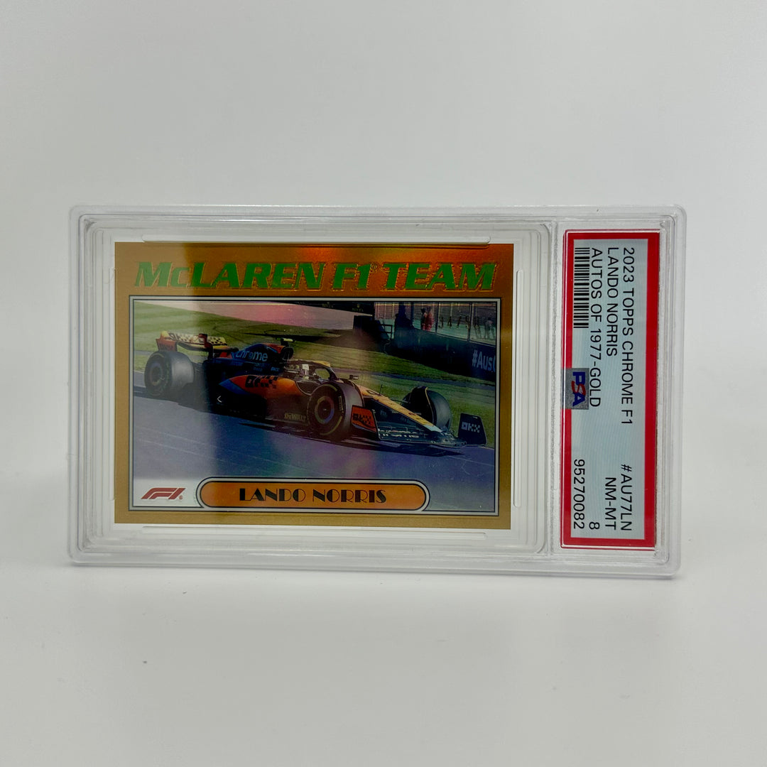 PSA 8 - 34/50 Gold - Lando Norris #AU77-LN - 2023 Topps Chrome