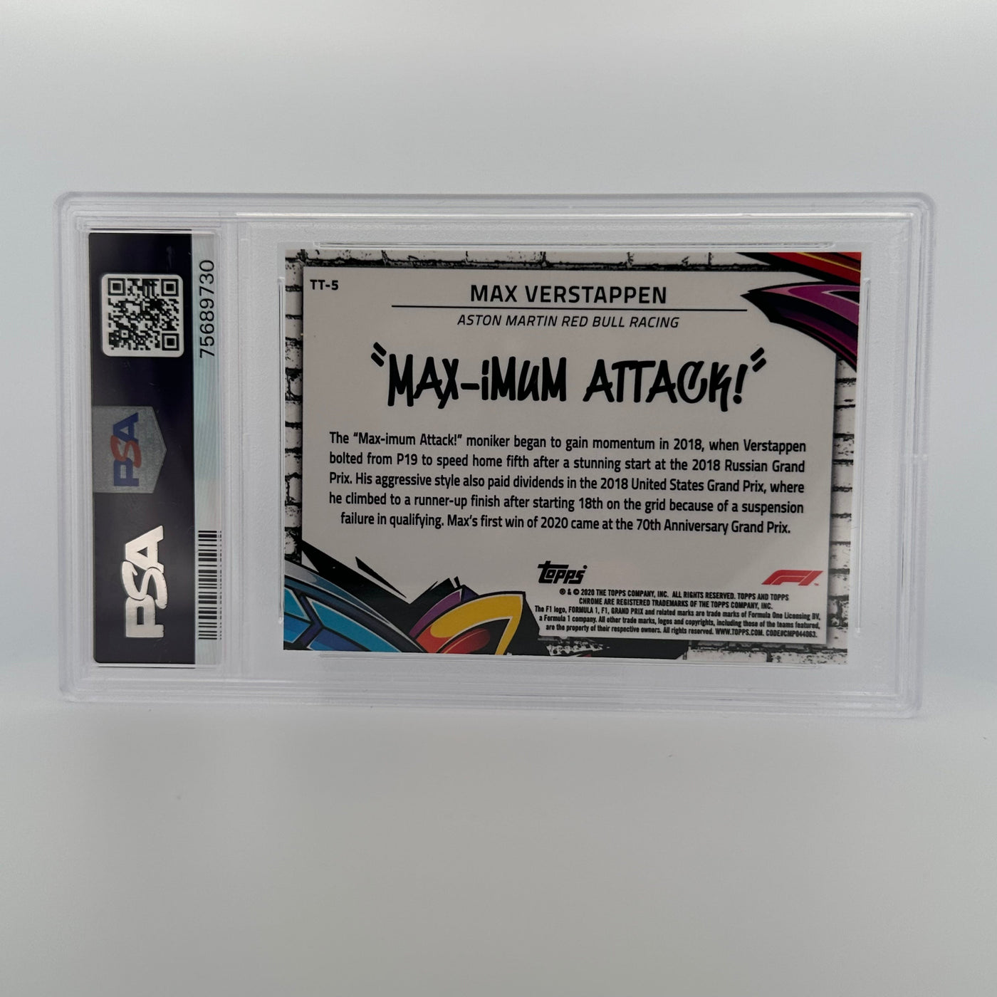 PSA 10 - MAX VERSTAPPEN #5 - TRACK TAGS