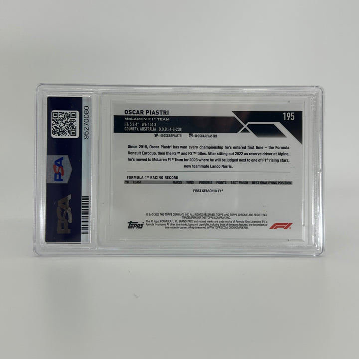 PSA 10 - 40/99 Oscar Piastri #195 - Aqua - Sapphire Edition - 2023 Topps Chrome F1 - Rookie Card
