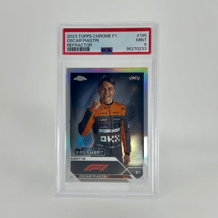 PSA 9 - Oscar Piastri #195 - Refractor - 2023 Topps Chrome F1 - Rookie Card