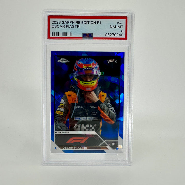 PSA 8 - Oscar Piastri #41 - Sapphire Edition - 2023 Topps Chrome F1 - Rookie Card