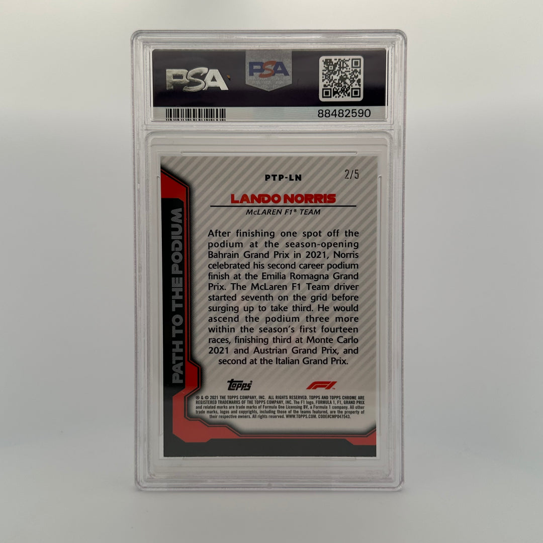 PSA 9 - 2/5 Lando Norris #PTPLN - Red Refractor - 2021 Topps Chrome