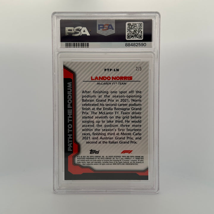 PSA 9 - 2/5 Lando Norris #PTPLN - Red Refractor - 2021 Topps Chrome
