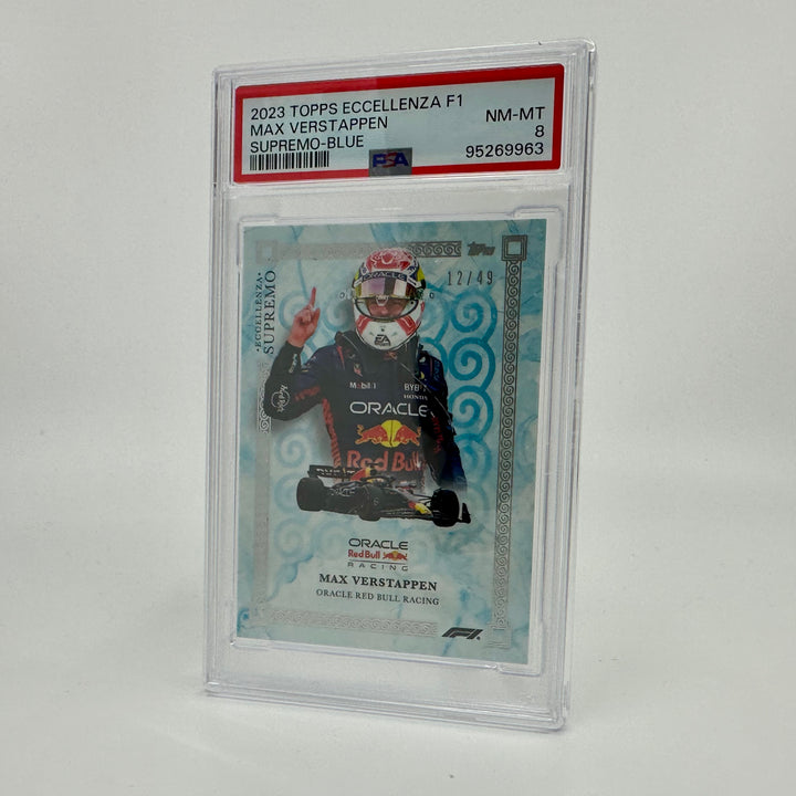 PSA 8 - 12/49 - Max Verstappen - Blue - 2023 Eccellenza Supremo