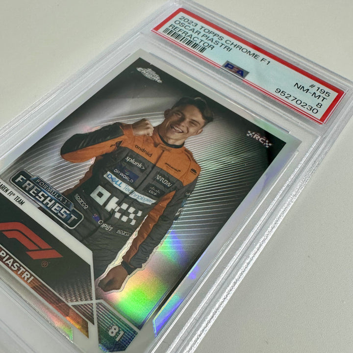 PSA 8 - Oscar Piastri #195 - Refractor - 2023 Topps Chrome F1 - Rookie Card