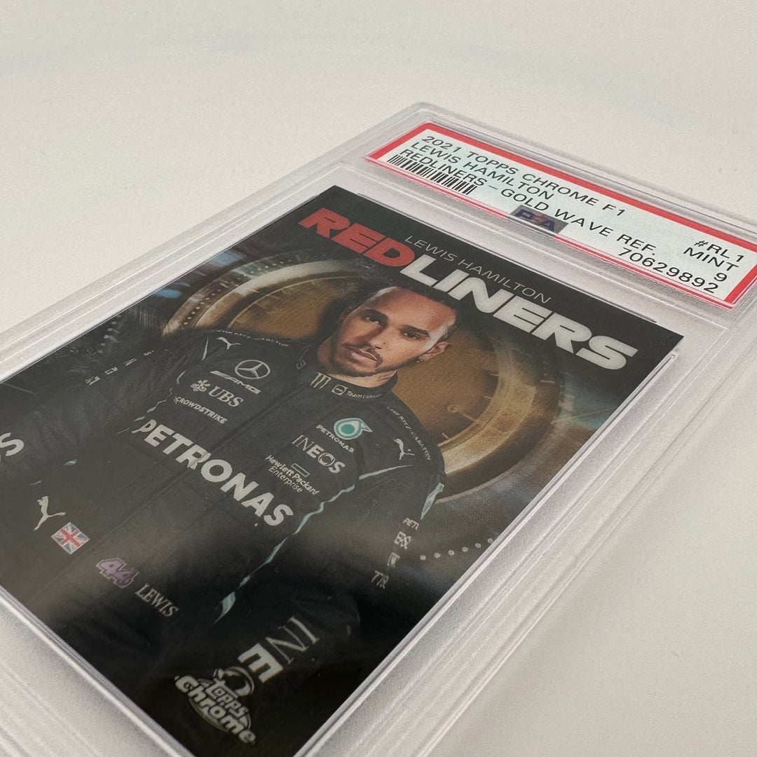 PSA 9 - 43/50 - LEWIS HAMILTON #RL1 - REDLINERS - GOLD WAVE REFRACTOR