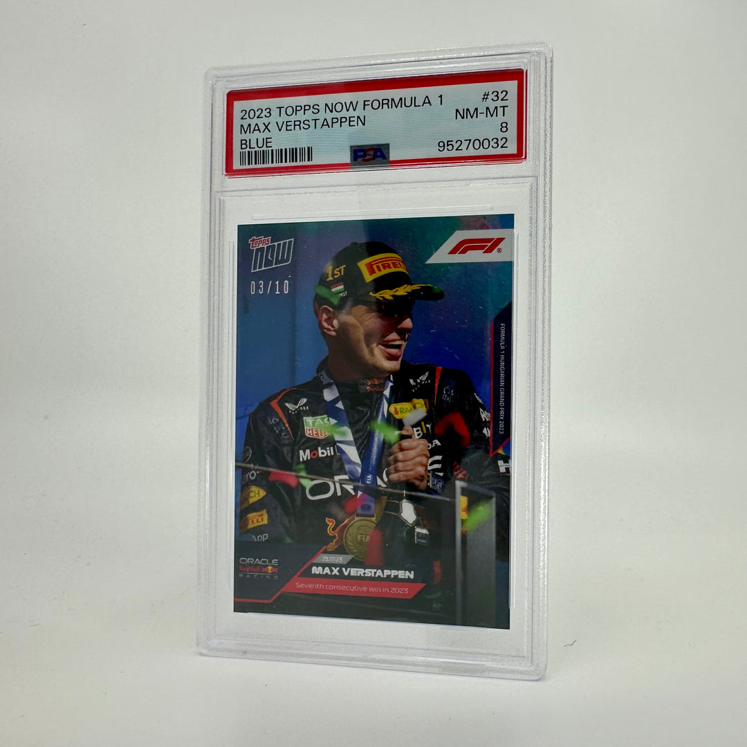 PSA 8 - 03/10 Max Verstappen #32 - Blue - 2023 Topps Now F1