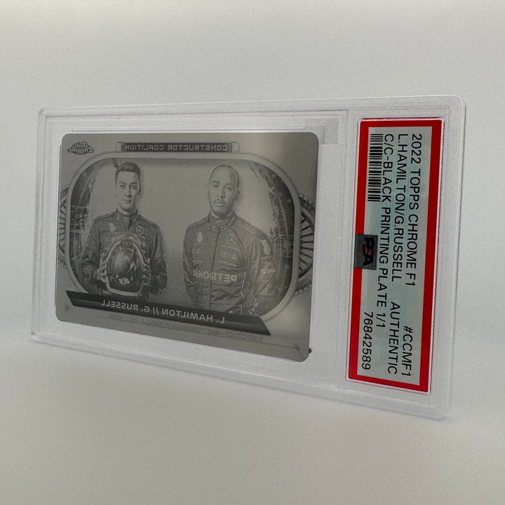 PSA authentic- 1/1 Lewis Hamilton/George Russell - black printing plate