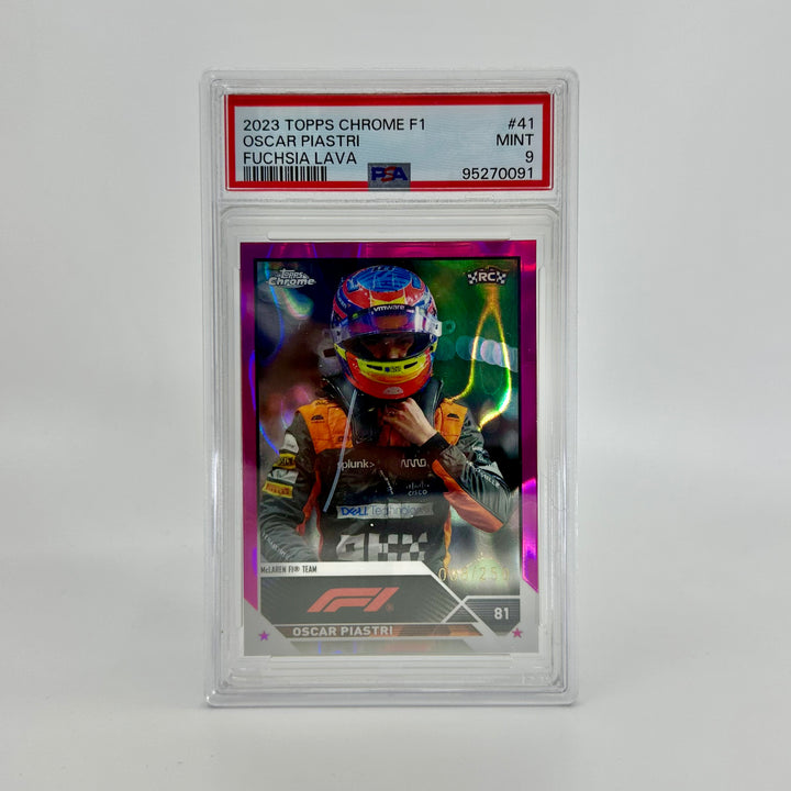 PSA 9 - 008/250 Oscar Piastri #41 - Fuchsia Lava - 2023 Topps Chrome F1 - Rookie Card