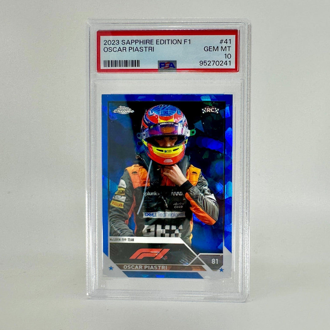 PSA 10 - Oscar Piastri #41 - Sapphire Edition - 2023 Topps Chrome F1 - Rookie Card