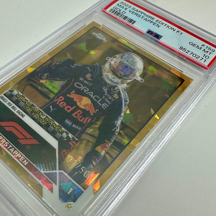 PSA 10 - 01/50 Max Verstappen #159 - Sapphire - Gold - 2023 Topps Chrome