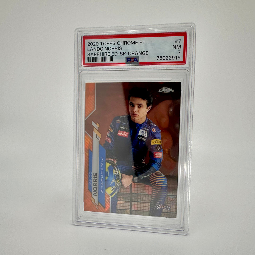 PSA 7 - 05/25 Lando Norris #7 - Sapphire Edition SP Orange - 2020 Chrome F1
