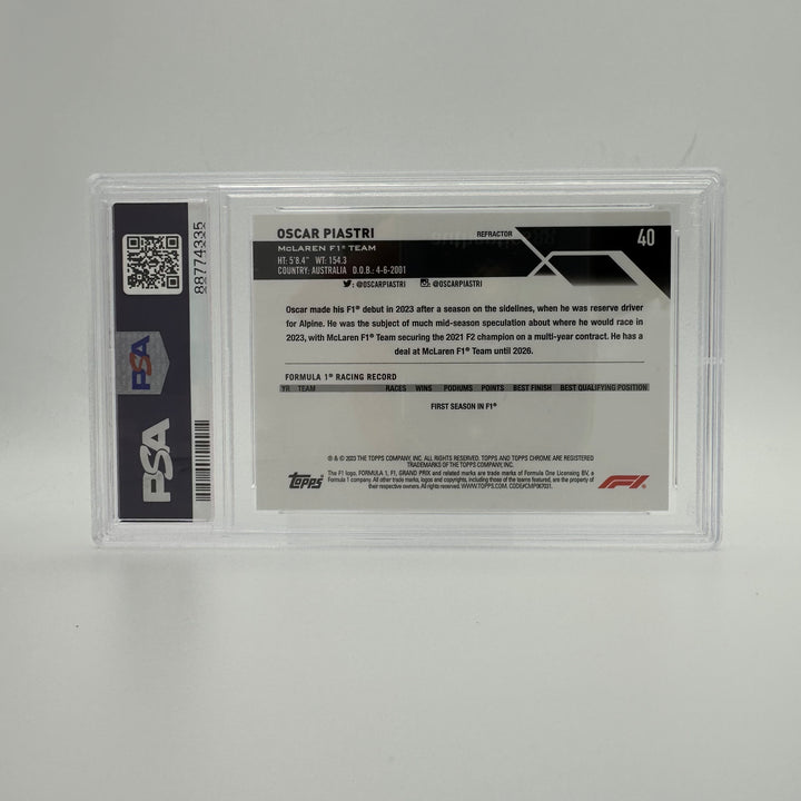 PSA 10 - Oscar Piastri #40 - Refractor - 2023 Topps Chrome - Rookie Card