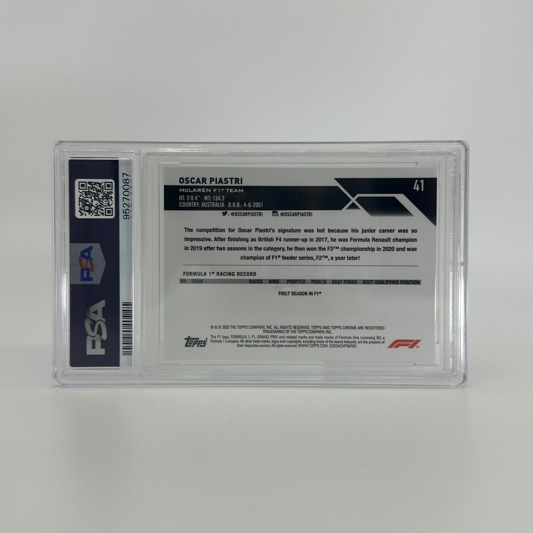 PSA 5 - 84/99 Oscar Piastri #41 - Aqua - Sapphire Edition - 2023 Topps Chrome F1 - Rookie Card
