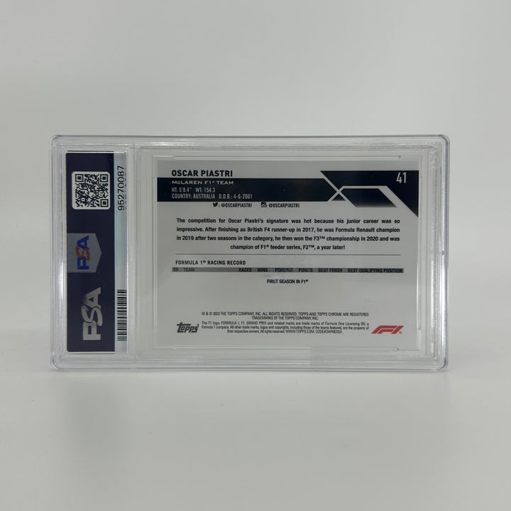 PSA 5 - 84/99 Oscar Piastri #41 - Aqua - Sapphire Edition - 2023 Topps Chrome F1 - Rookie Card