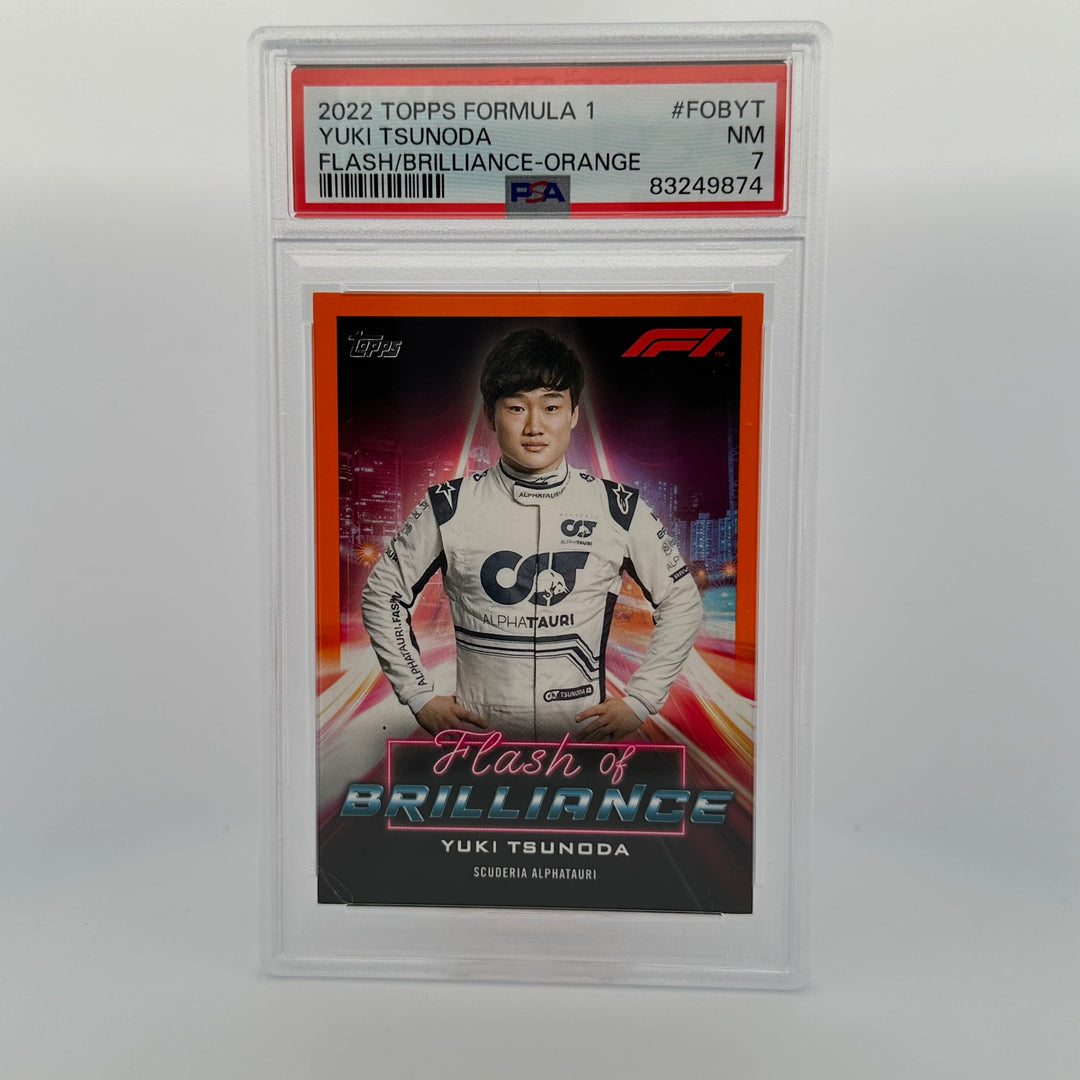 PSA 7 - 12/25 - Yuki Tsunoda #FOBYT - Flash Of Brilliance - Orange