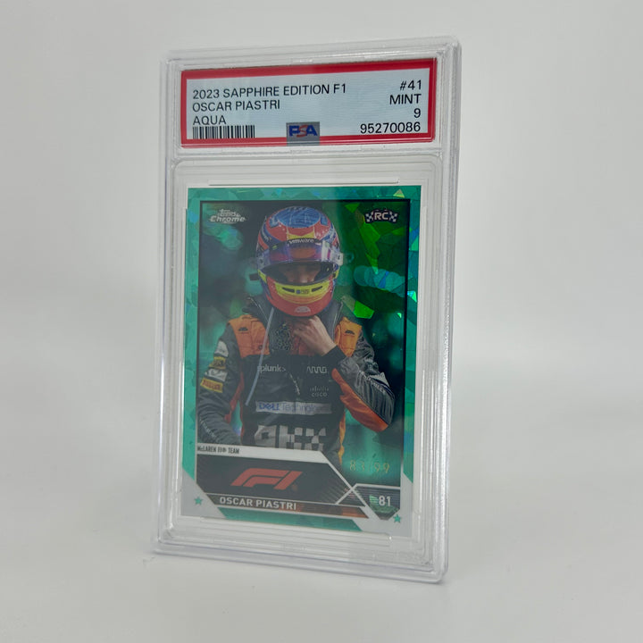 PSA 9 - 83/99 Oscar Piastri #41 - Aqua - Sapphire Edition - 2023 Topps Chrome F1 - Rookie Card