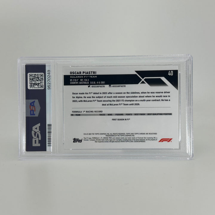PSA 9 - Oscar Piastri #40 - Sapphire - 2023 Topps Chrome F1  - Rookie Card