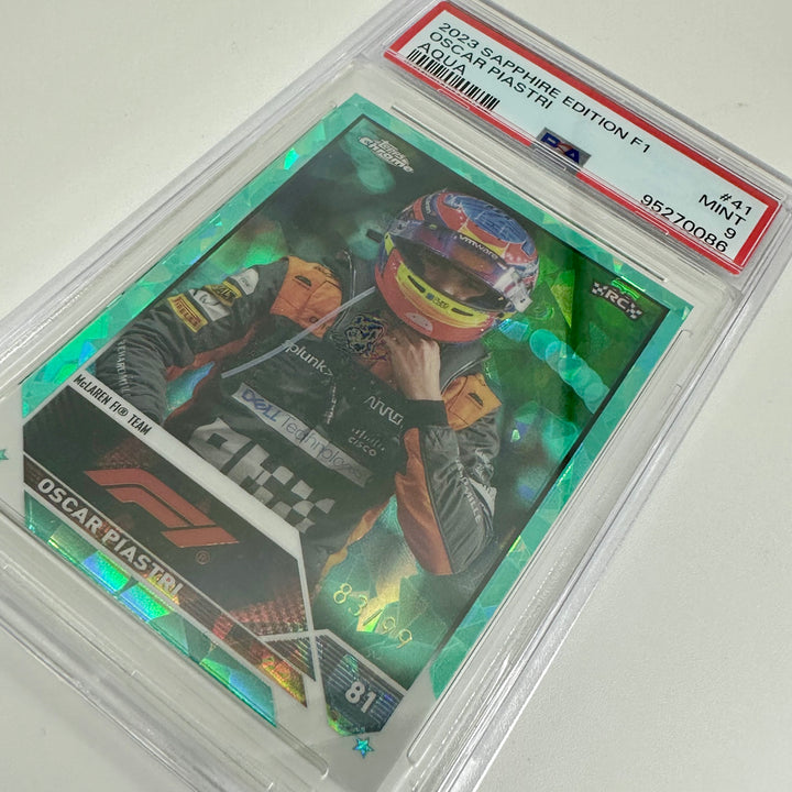PSA 9 - 83/99 Oscar Piastri #41 - Aqua - Sapphire Edition - 2023 Topps Chrome F1 - Rookie Card