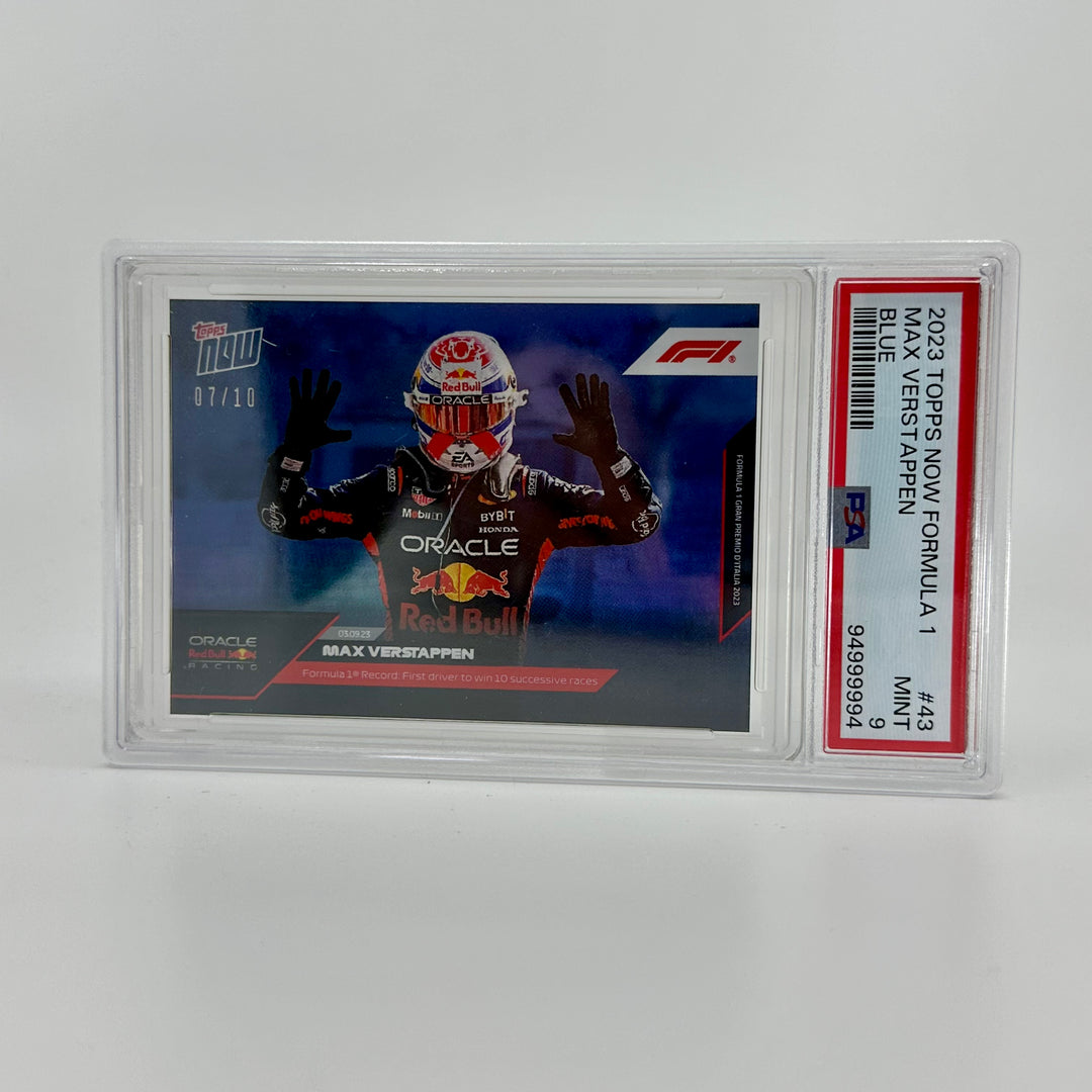 PSA 9 - 07/10 Max Verstappen #43 - Blue - 2023 Topps Now F1