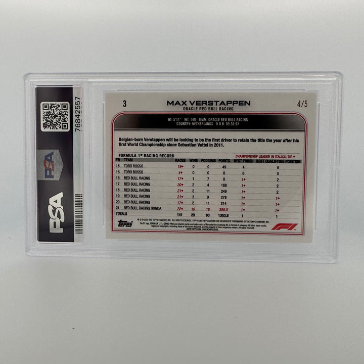 PSA 10 - 4/5 - MAX VERSTAPPEN #3 - RED RAYWAVE REFRACTOR
