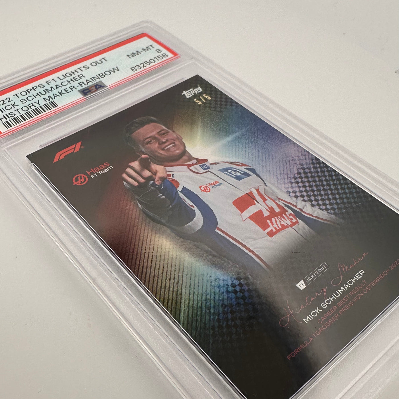 PSA 8 - 5/5 - Mick Schumacher - History Maker - Rainbow