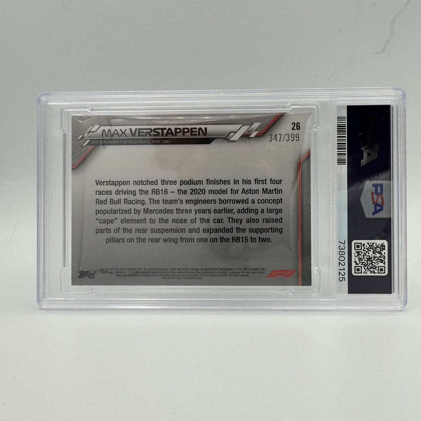 PSA 9 - 347/399 MAX VERSTAPPEN #26 - Purple Refractor