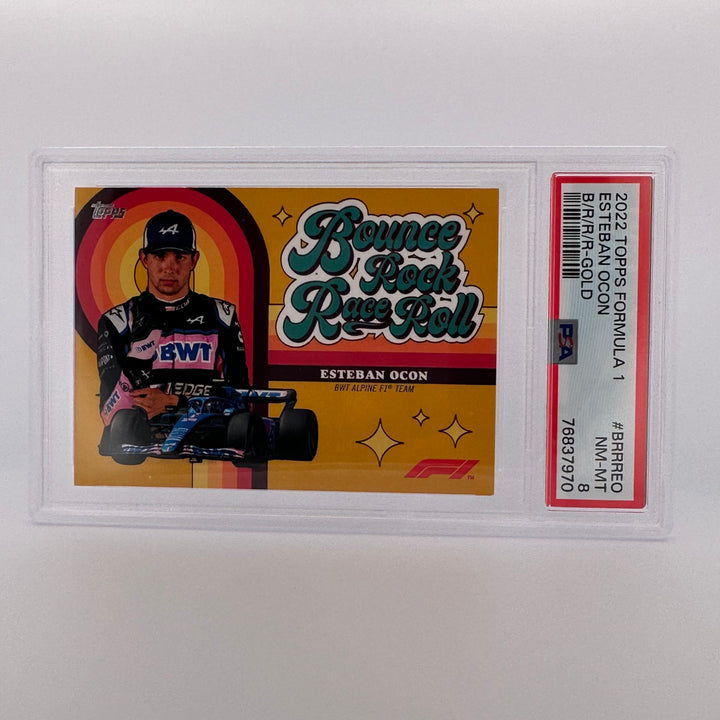 PSA 8 - 14/50 - ESTEBAN OCON #BRRREO - BOUNCE, ROCK, RACE, ROLL - GOLD