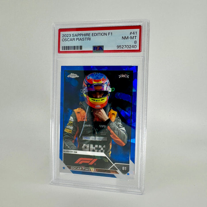 PSA 8 - Oscar Piastri #41 - Sapphire Edition - 2023 Topps Chrome F1 - Rookie Card