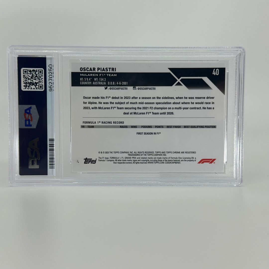 PSA 10 - Oscar Piastri #40 - Sapphire - 2023 Topps Chrome F1  - Rookie Card