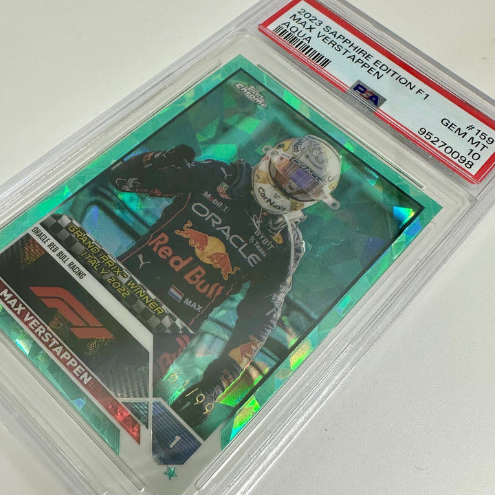 PSA 10 - 61/99 Max Verstappen #159 - Sapphire - Aqua - 2023 Topps Chrome