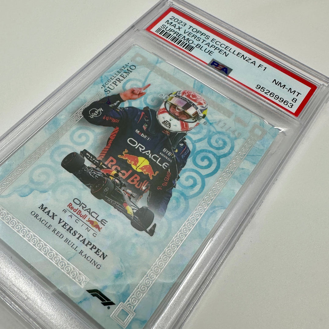 PSA 8 - 12/49 - Max Verstappen - Blue - 2023 Eccellenza Supremo