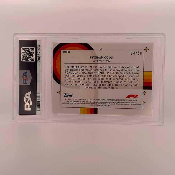PSA 8 - 14/50 - ESTEBAN OCON #BRRREO - BOUNCE, ROCK, RACE, ROLL - GOLD