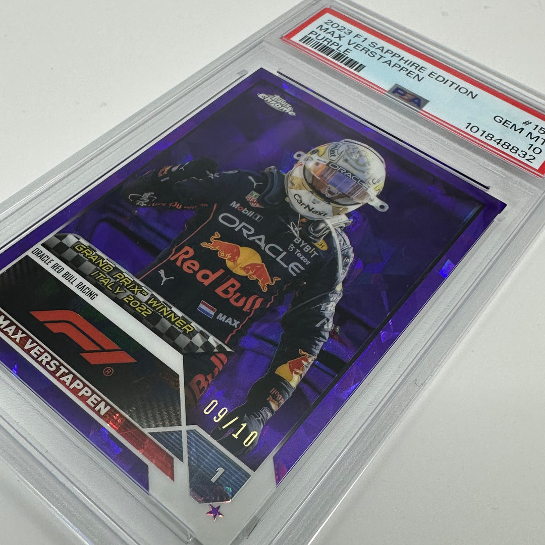 PSA 10 - 09/10 Purple - Max Verstappen #159 - Sapphire - Purple - 2023 Topps Chrome